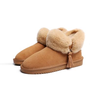 China CUSHIONING 2021 Cheap Price Winter Sheepskin Waterproof Fur Striped Ladies Kids Plush Warm Durable Snow Boots for sale