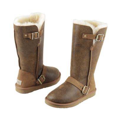 China CUSHIONING New Fashion Classic And Comfortable Winter Women Double Face Sheepskin Knee High Boots for sale