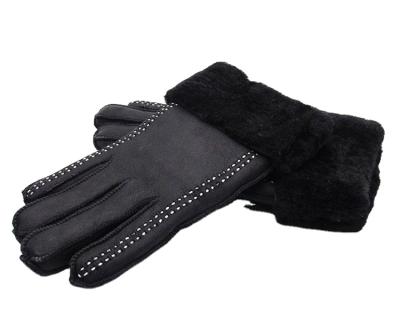 China Comfortable Women's Winter Fashion Sheepskin Fur Trimming, Heating, Furring and Thickening Full Leather Gloves for sale