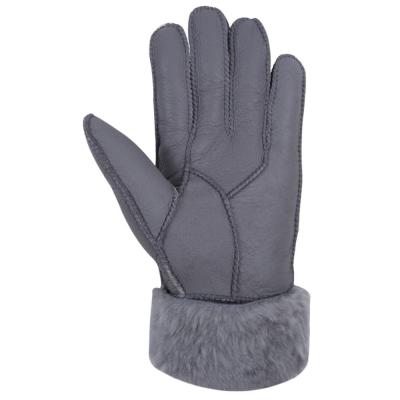 China New Fashion Winter Full Finger Double Face Comfortable Sheepskin Leather Gloves For Women for sale