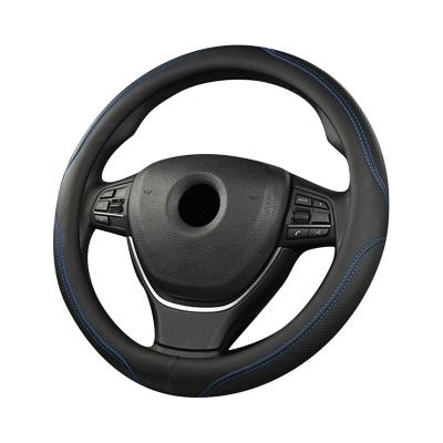 China Brief & Wholesale Single Color Wheel Cover Steering Head Unit Leather 15Inch Car Universal Cubre Volante De Auto for sale