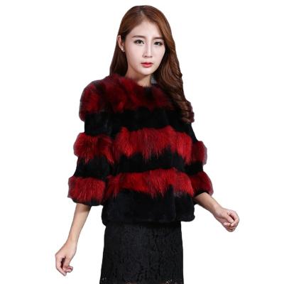 China Fashionable Raccoon Fur Coat Rabbit Shape Rex Fur Jacket Women Elegant Viable Fur Coats For Woman for sale