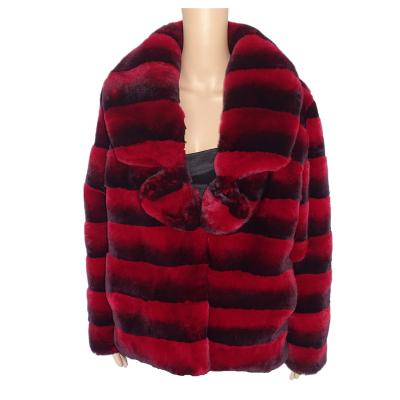 China Fashionable Big Short Viable Lapel Woman Soft Fur Coats For Ladies Chinchilla Natural Fur Rex Rabbit Fur Coat The Real for sale