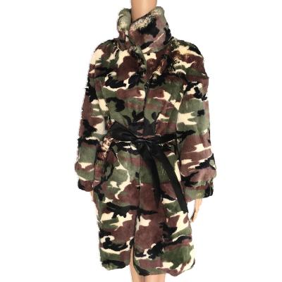 China Rex Rabbit lady fur grass coat A girl sustainable medium and long natural camouflage clothes real fur with waisted temperament for sale