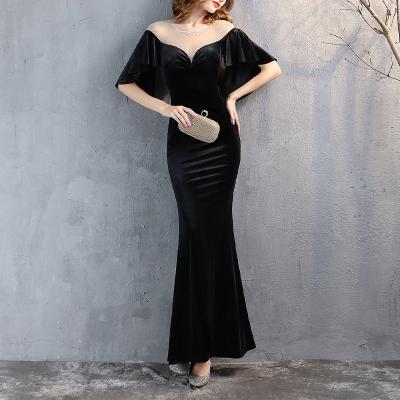 China Wholesale Elegant sexy pastel black color ladies wear 2022 Anti-wrinkle arabic cocktail fishtail evening dresses for sale