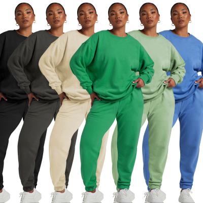 China New Arrival Solid Color QUICK DRY Long Sleeve Sweatshirt And Sweatpants Casual Pants Two Piece Suit for sale