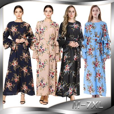 China Fashion Muslim Dubai Arab Saudi Malaysia Anti-Static Flare Long Sleeve Ladies Plus Size Abaya Robe Long Skirt Dress for sale