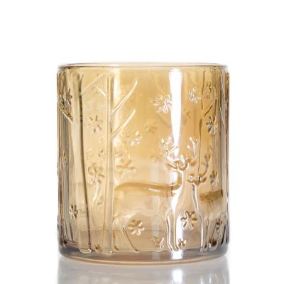 China Factoy Personal Care Luxury Colors Empty Glass Candle Cup Holder Straight Around Translucent Candle Jar for sale