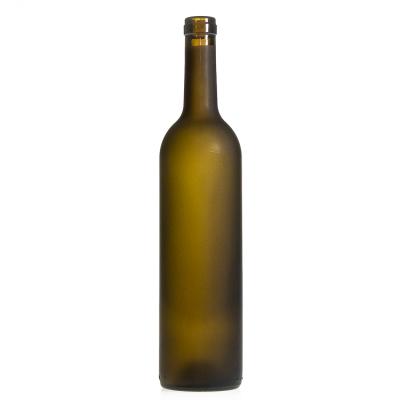 China Beverage Wholesale Frosted 750ml Empty Green Glass Wine Bottle For Champagne for sale