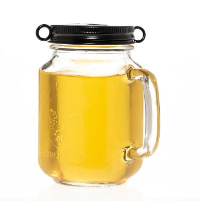 China Wholesale Factory Price Personal Care Drinkware Mug 480ml 16oz Clear Empty Mason Jar Glass With Handle for sale