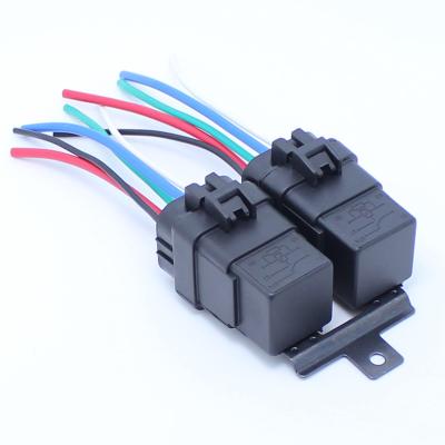 China Marine Waterproof Integrated 12v 40A 5pin 1+1 Car Automobile Relay Socket Wire Harness and Relay Holder Auto Kit for sale