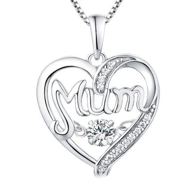 China 925 Sterling Silver Mother's Day Birthday Zircon Mom Gift Jewelry Heart Necklaces TRENDY Birthstone Pendant Necklace For Women for sale