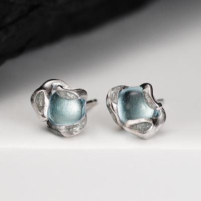 China Wholesale Cute Fine Jewelry Cute Blue Stud Earrings For Women 925 Hypoallergenic Sterling Silver Snake Earrings for sale