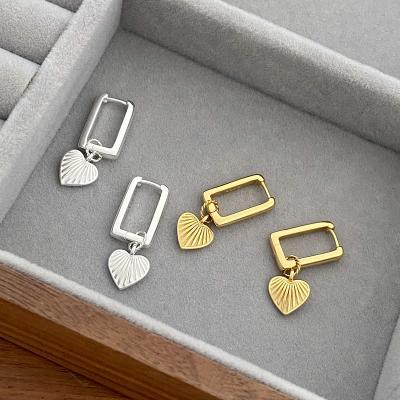 China Trendy 2023 925 Sterling Silver Designer Hoop Earrings Trendy Gold Plated 18k Heart Drop Jewelry Dangling Earrings For Gift for sale