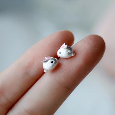 China 925 Sterling Silver Cute Hypoallergenic Cute Cartoon Rabbit Stud Earrings Mini Stud Earrings for sale