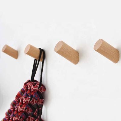 China Wooden Hat Hooks Hanger Wall Mounted Sustainable Natural Solid Wood Hanging Hook for sale