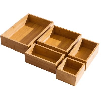 China China Drawer Organizer Set Varied Sizes Bamboo Storage Box For Home Office Kitchen for sale