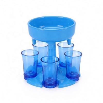 China Home Hot Selling Liquor Dispenser Outdoor Party Pour Wine Dispenser and 6 Shot Glass Holder/Carrier for sale