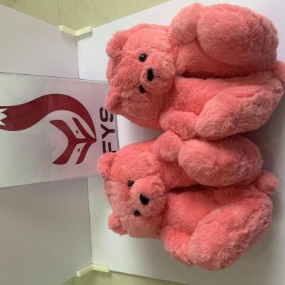 China Indoor. Lovely A Large Furry Lady Wholesale Outdoor Slides Teddy Bear Slippers For Women And Kids Size for sale