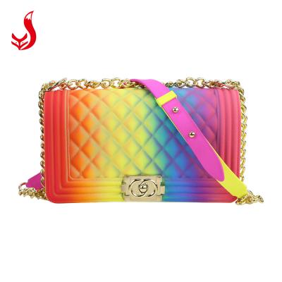 China Wholesale Gold Fashion Women Candy Chain Purse Chain Handbag Luxury Cross - Body Jelly Bag For Ladies for sale