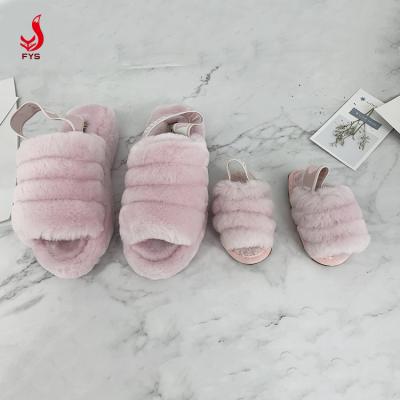 China Breathable Custom Warm Logo Winter Sheepskin Shoes Kids Ladies and Girls Size 2 Strap Fur Sandal Slippers Seller for sale