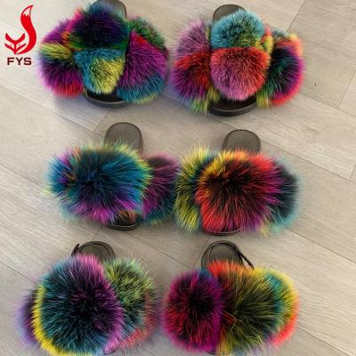 China Low MOQ Sale Factory Wholesale Custom Color Toddler Baby Fluffy Fur Anti-Slippery Slips Kids Slippers For Kids for sale