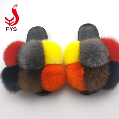 China Breathable Fast Delivery Multicolor Customized Furry Sandals Furry Slippers For Women Smudge Fur Sliders Wholesale Price for sale