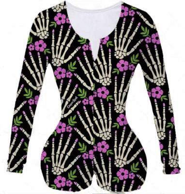 China Anti-pilling 2021 New Arrival Lady Body Suit Long Sleeve Body Printing Overalls For Women for sale