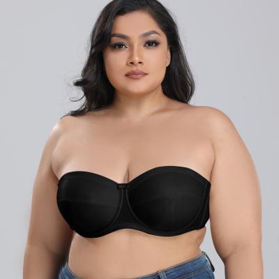 China QUICK DRY Wholesale ultra-thin non-slip strapless bra plus size bra touch chest underwear summer all-match big breasts small bra DEFG cup for sale