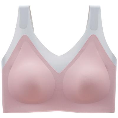 China Push-up Popular Traceless Latex Breast Pad Naked Feel Sports Bra Plus Size Wireless Push Up Bra For Girls for sale