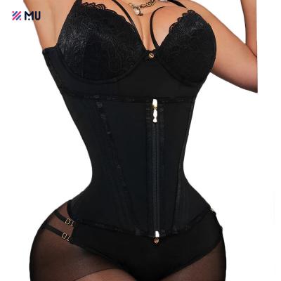 China Sewing style Powernet Fabric Waist Trainer Belt For Women Zip Tummy Control Shaper Top Short Torso Corset Shapewear Plus Size Fajas Girdle for sale