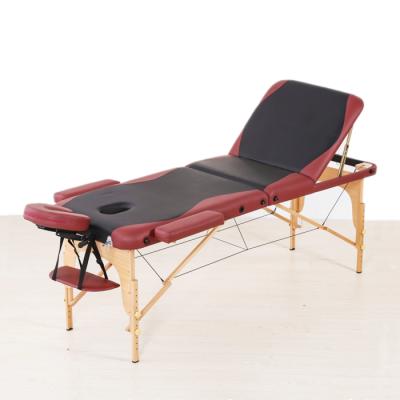 China Popular Luxury Two Tone Portable Folding Thai Wooden 3 Section Massage Table for sale