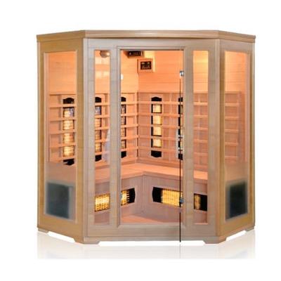 China Computer Control Panel Hemlock Corner Heater Solid Wood Far Infrared Light Infrared Light Sauna Room for sale