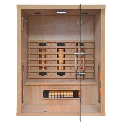 China Infrared Sauna Room Full Computer Control Panel 3 Person Canadian Hemlock Spectrum With Infrared Light Heaters for sale