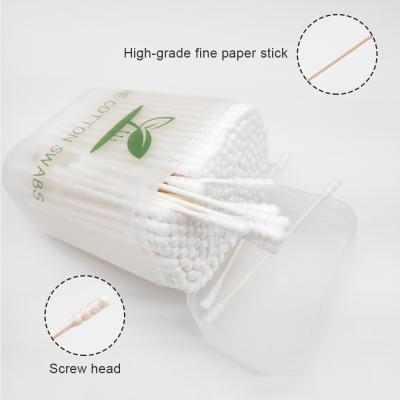 China High Quantity Personal Care Custom Screw Head And Round Head Baby Ear Cleaning Cotton Buds Stick Paper Swabs for sale