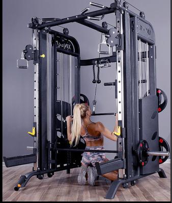 China Universal Commercial&Home Use Fitness Equipment Squat Rack 4 in 1 Multi Functional 3d Smith Machine Cable Crossover Trainer Power Rack for sale