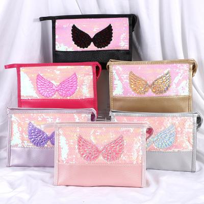 China Fashion Customized Tote Bag Pu Leather Pouch Make Up Cosmetic Bag Pouch Hologram Grab Cosmetic Bags With Zipper for sale