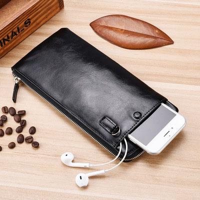 China Wholesale Waterproof Clip New Style Card Holders Long Section Long Soft Leather Zipper Men's Cell Phone Wallet Wallets for sale