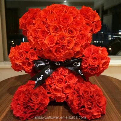 China Wholesale Home Decoration Preserved Roses Teddy Bear Design Gift For Valentine's Day for sale