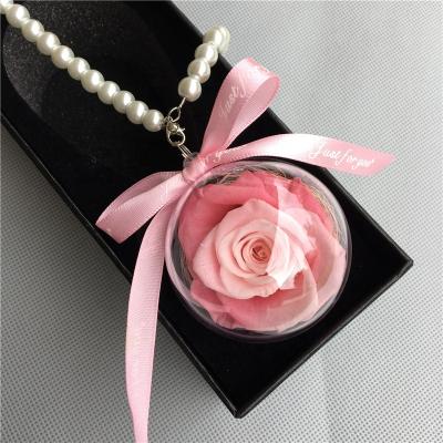 China Occasion Preserved Fresh Roses Durable Pink Key Chain Car Hanging Christmas Gift for sale