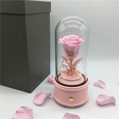 China Home Decoration Wholesale Rose Color Preserved Constant Rose Flower Roses Bluetooth Music Box Bluetooth MP3 Music Speaker for sale