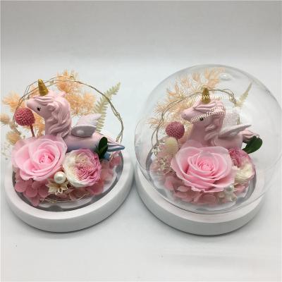 China Natural Preserved Roses Long Lasting Roses Gifts Glass Dome Eternal Roses For Wedding for sale