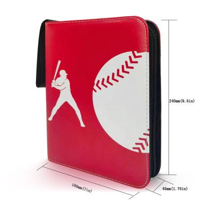 China Wholesale Card Collection PU Baseball Card Binder 4 Pocket Red Leather Premium for sale