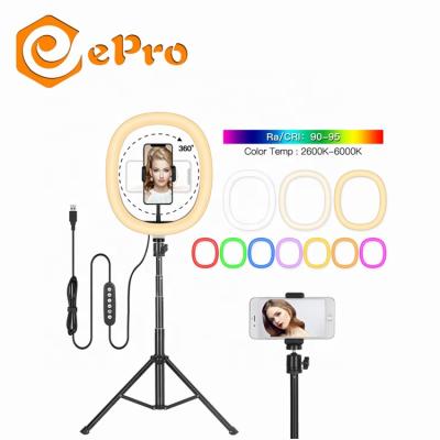 China 9inch Dimmable RGB LED Selfie Ring Light Makeup Mirror Photographic Fill Light with Tripods Stand USB Ring Light Lamp ERingLamp01 for sale