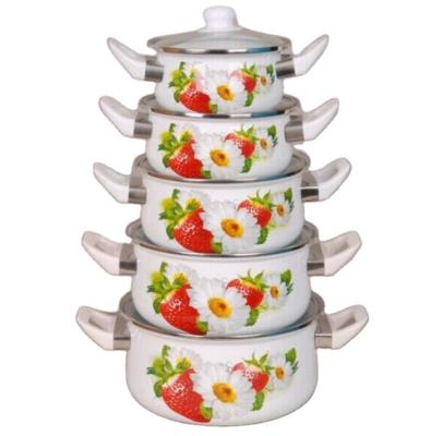 China Sustainable Enamel Casserole Sets With Glass Lid Custom Design Logos Ollas de peltre for sale