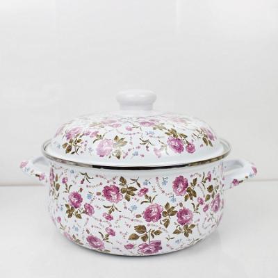 China Sustainable Enamel Casserole Set 12/1416/18/20/22/24/26cm Glass Lid To Custom Design Printing for sale