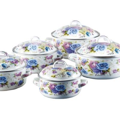 China Hetera Sustainable Soft Cottage Enamel Mint Enamel Casserole Sets Peltre Ollas Casserole Sets for sale