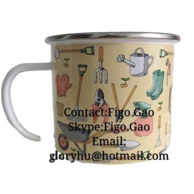 China Stainless Steel Viable Outdoor White Color Enamel Cup Rim Enamelware Cup For UK for sale