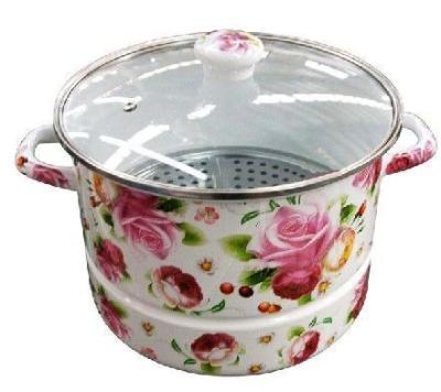 China Sustainable SS steamer with glass lid and SS girdle for sale