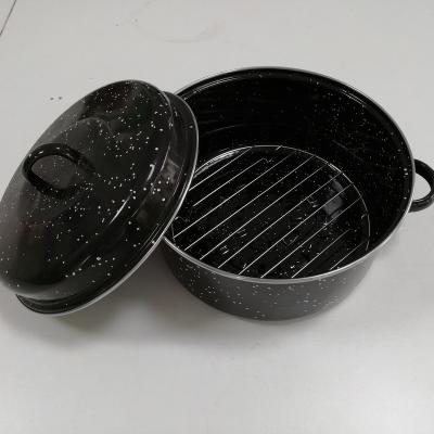 China Sustainable functional enamel roastpot with two ears for sale